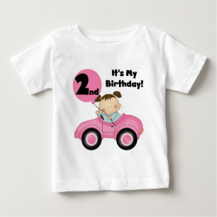 Girl in Pink Car 2nd Birthday Tshirts and Gifts