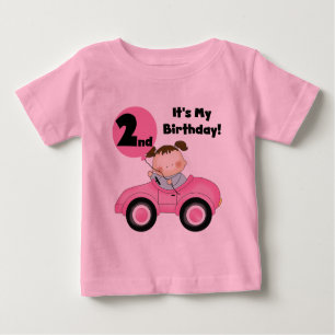 Girl in Pink Car 2nd Birthday Tshirts and Gifts