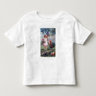 Girl in Pink Holding Purple Flowers Toddler T-Shirt