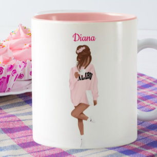 Girl in Pink Malibu Personalised Custom Coffee  Two-Tone Coffee Mug