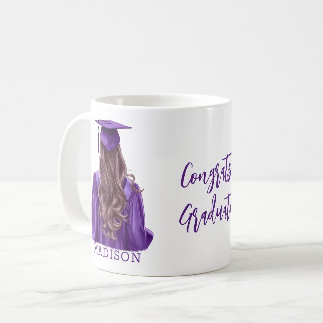 Girl In Purple Graduation  Coffee Mug (Front Left)