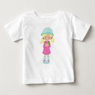 Girl In Raincoat, Boots, Frog, Blonde Hair Baby T-Shirt