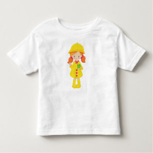 Girl In Raincoat, Boots, Orange Hair, Frog Toddler T-Shirt