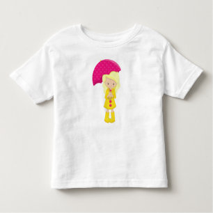 Girl In Raincoat, Girl With Umbrella, Blonde Hair Toddler T-Shirt
