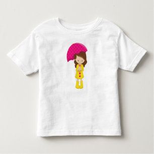 Girl In Raincoat, Girl With Umbrella, Brown Hair Toddler T-Shirt