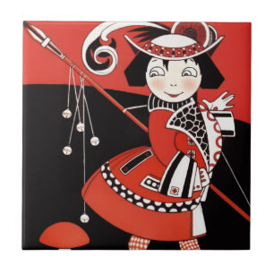 Girl in Red Ceramic Tile