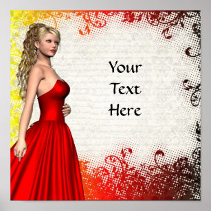 Girl in red dress poster