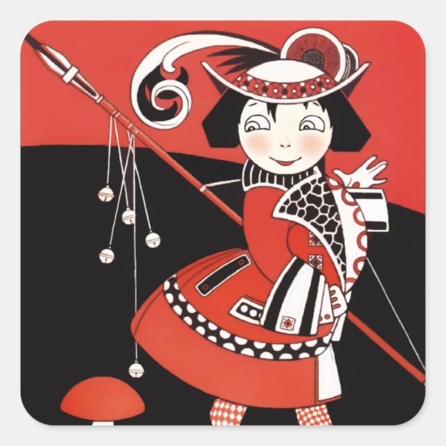 Girl in Red Square Sticker (Front)