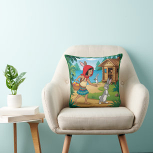 Girl in Redhood with Bunny Cushion