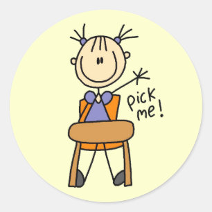 Girl in School Classic Round Sticker