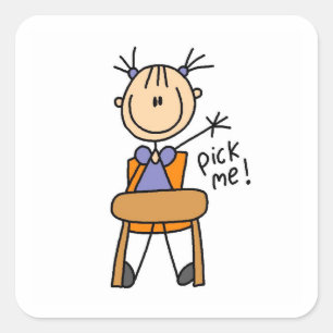 Girl in School Square Sticker