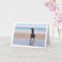 Girl in Skirt Walking on Beach