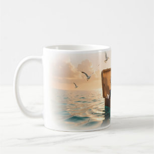 Girl in Suitcase Sailing Ocean Adventure Mug