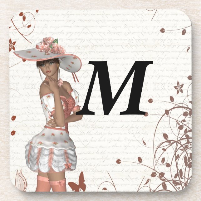 Girl in summer hat coaster (Front)