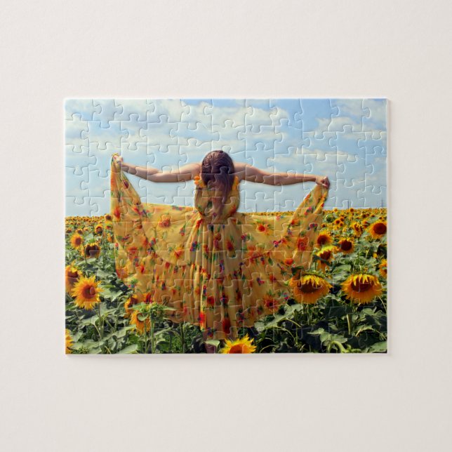 Girl in Sunflower Field Jigsaw Puzzle (Horizontal)
