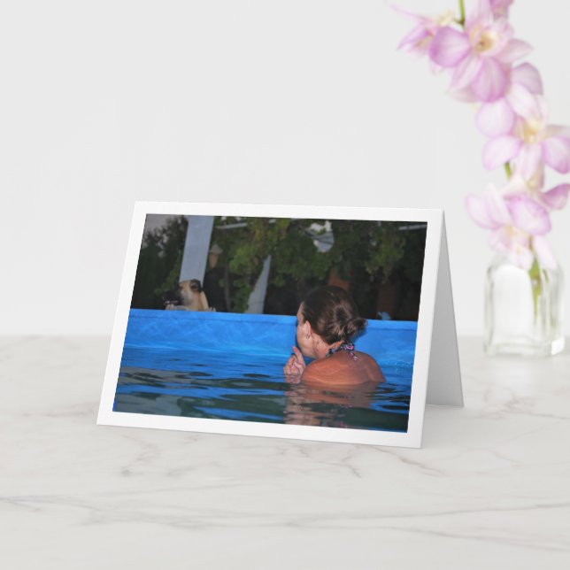 Girl in Swimming Pool Card (Orchid)
