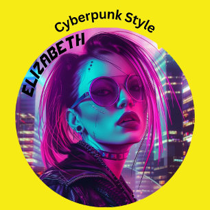 Girl in the city cyberpunk style denim jacket