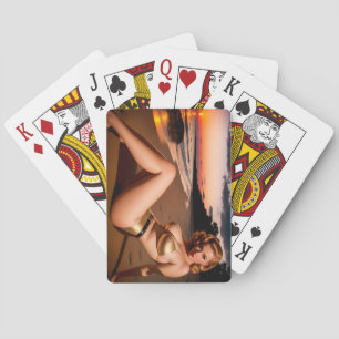 Girl in the Golden Bikini Playing Cards