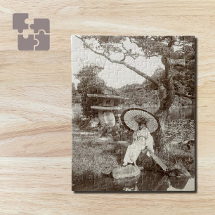 Girl in the Japanese Zen Garden Jigsaw Puzzle