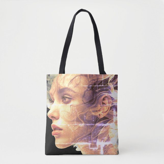 Girl In the Smokey Swirls - Cute Reusable Tote Bag (Front)