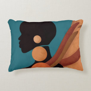 girl in the tropic. Beautiful African woman. Black Decorative Cushion