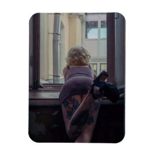 Girl in the window magnet
