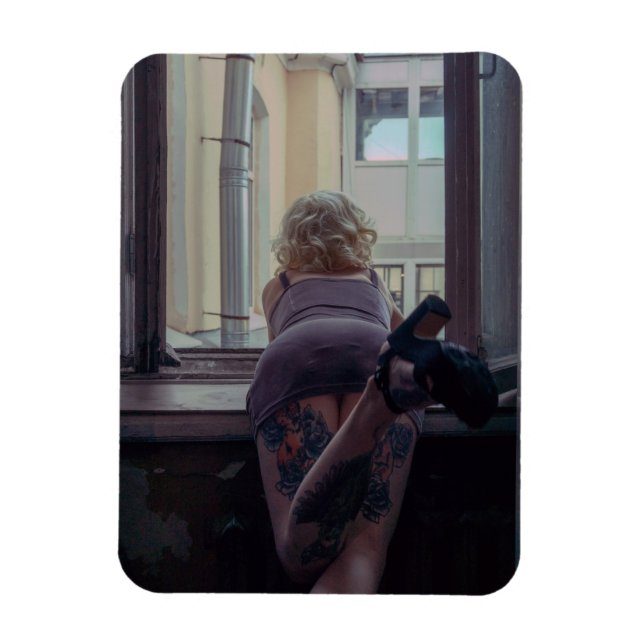Girl in the window  magnet (Vertical)
