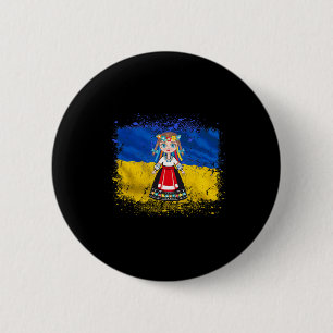 Girl In Ukrainian National Dress Ukraine Flag 6 Cm Round Badge