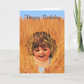 Girl in Wheat, Happy Birthday Card