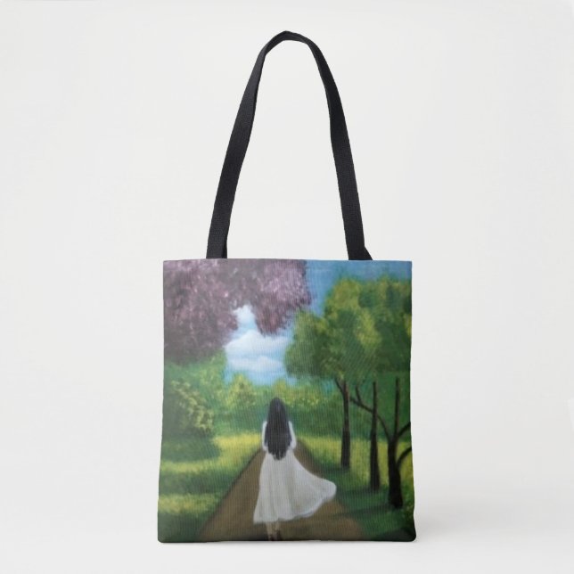 Girl in White Dress Tote Bag (Front)