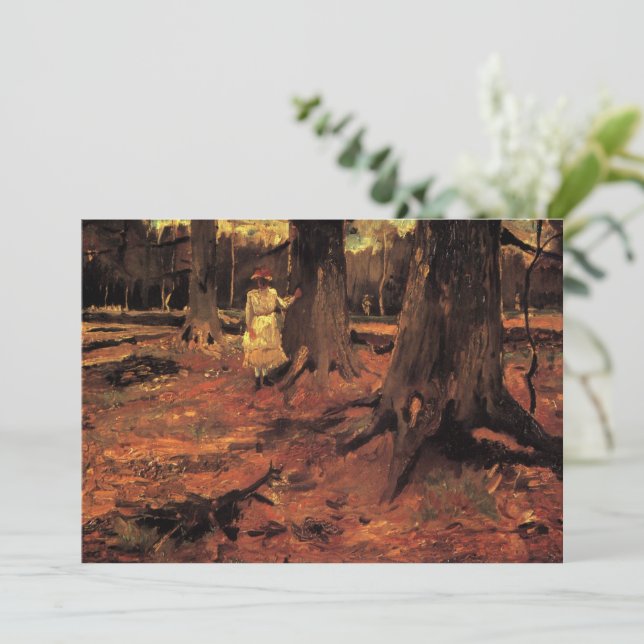 Girl in White in the Woods by Vincent van Gogh Invitation (Standing Front)