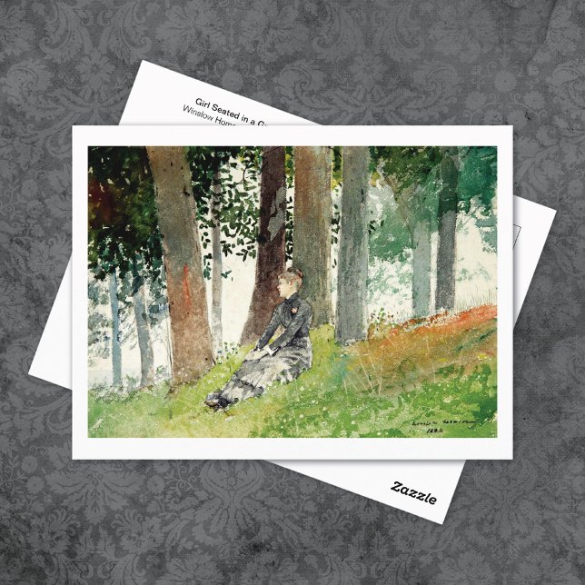 Girl in Wooded Landscape Winslow Homer Postcard (Creator Uploaded)