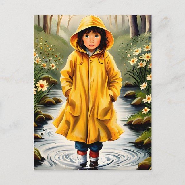Girl in Yellow Raincoat Postcard (Front)