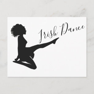 Girl Irish Dancer Soft Shoe Black and White Dance Postcard