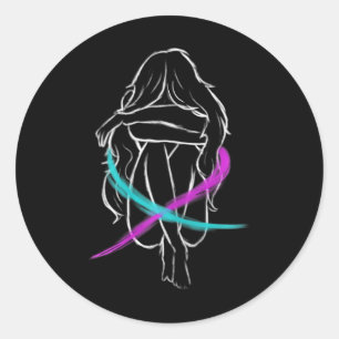 Girl Is Crying Introvert Suicide Prevention Awaren Classic Round Sticker