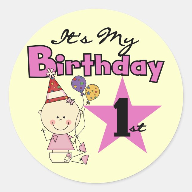 Girl It's My Birthday Tshirts and Gifts Classic Round Sticker (Front)
