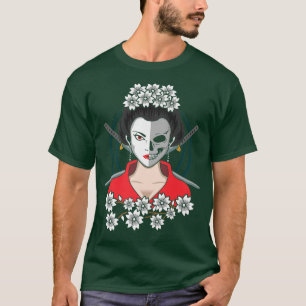 Girl Japanese Samurai Vintage Samurai Cat Geisha A T-Shirt