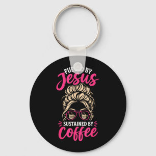 Girl Jesus Coffee Women Christian Faith Believer Key Ring