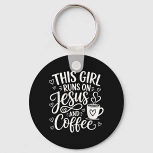 Girl Jesus Coffee Women Christian Faith Pray Key Ring