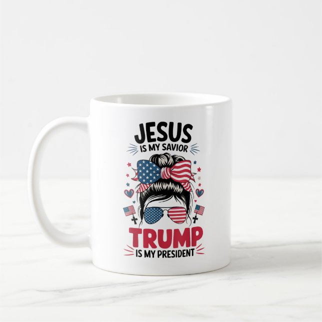 Girl Jesus My Saviour Trump President Christian Coffee Mug (Left)