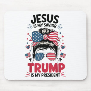 Girl Jesus My Saviour Trump President Christian Wo Mouse Pad