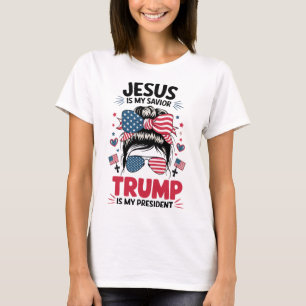 Girl Jesus My Saviour Trump President Christian Wo T-Shirt