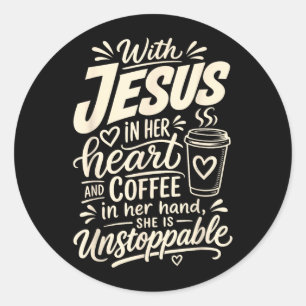 Girl Jesus Women Christian Faith Coffee Believer Classic Round Sticker