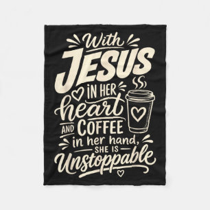 Girl Jesus Women Christian Faith Coffee Believer Fleece Blanket