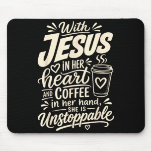 Girl Jesus Women Christian Faith Coffee Believer Mouse Pad