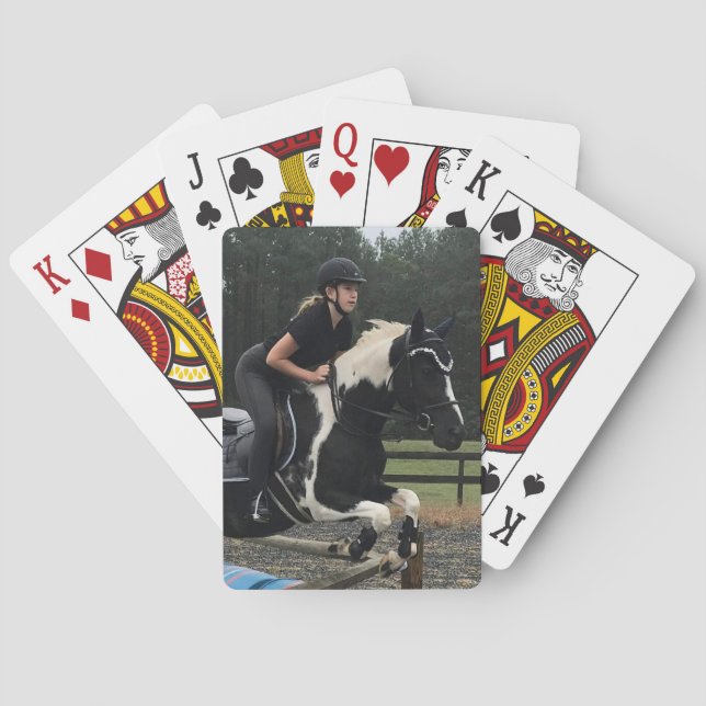 Girl jumping horse, Horse jumping Playing Cards (Back)