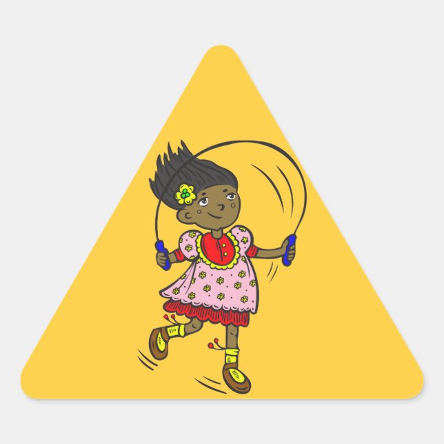 Girl Jumping Rope Triangle Sticker (Front)