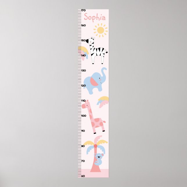 Girl Jungle Animal Growth Chart Keep at 8x44! (Front)