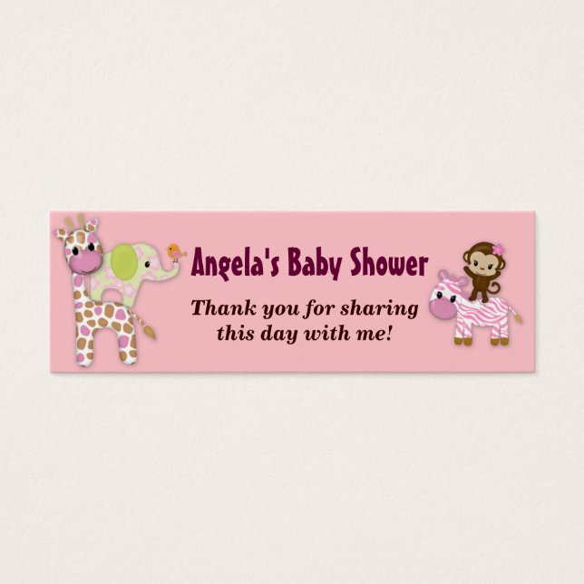 Girl Jungle Safari Baby Shower Favour Gift Tags (Front)