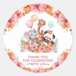 Girl Jungle Safari Classic Round Sticker